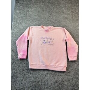 VINTAGE Wons Wear Sweatshirt Womens Medium Pink Terry Great Grandmas FLAW